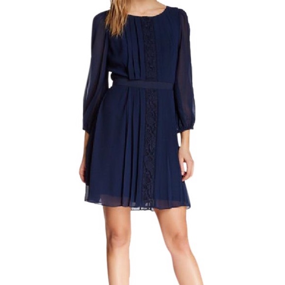 SOLD Navy Jessica Simpson Chiffon Dress Sz 4 - Picture 2 of 9